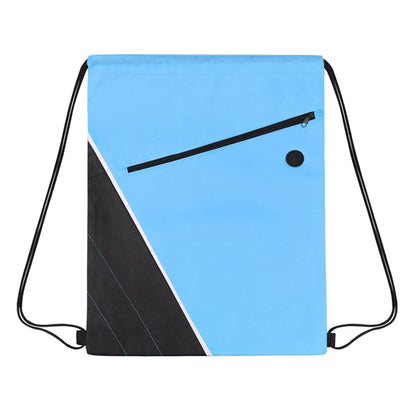 Non-woven Two Tone Drawstring Bag w/Front Pocket