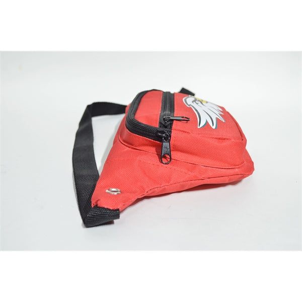 600D Polyester Fanny Pack w/ 3 Zippers (12.8"W X 5"H X 2"D)
