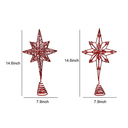 Eight-Pointed Christmas Tree Top Star Hollow Decoration