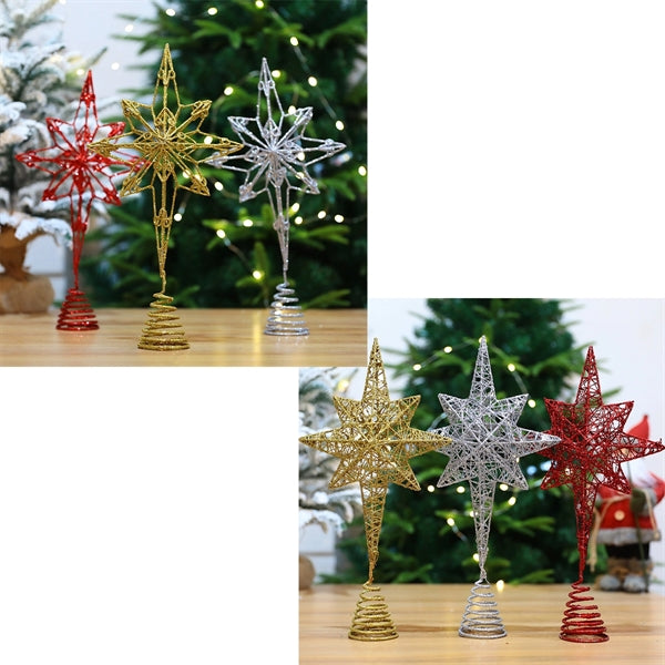 Eight-Pointed Christmas Tree Top Star Hollow Decoration