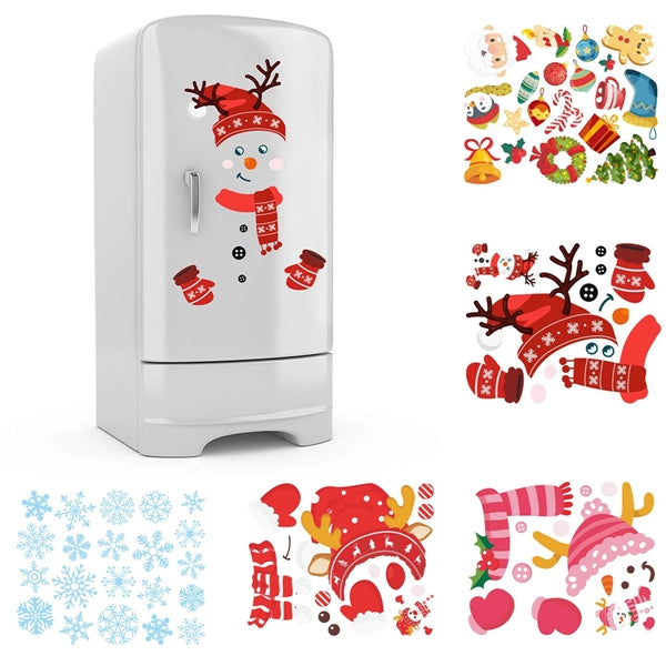 Cartoon Snowman Christmas PVC Refrigerator Sticker