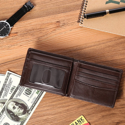 Genuine Leather RFID Blocking Bifold Wallet With 2 ID Window