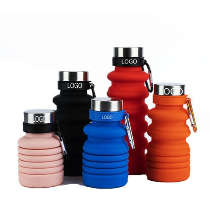 Collapsible Silicone Sports Bottle Carabiner 18oz