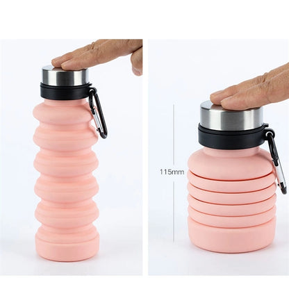 Collapsible Silicone Sports Bottle Carabiner 18oz