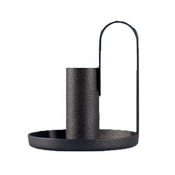 Black Wrought Iron Candle Base With Handle