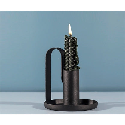 Black Wrought Iron Candle Base With Handle