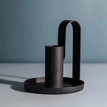 Black Wrought Iron Candle Base With Handle