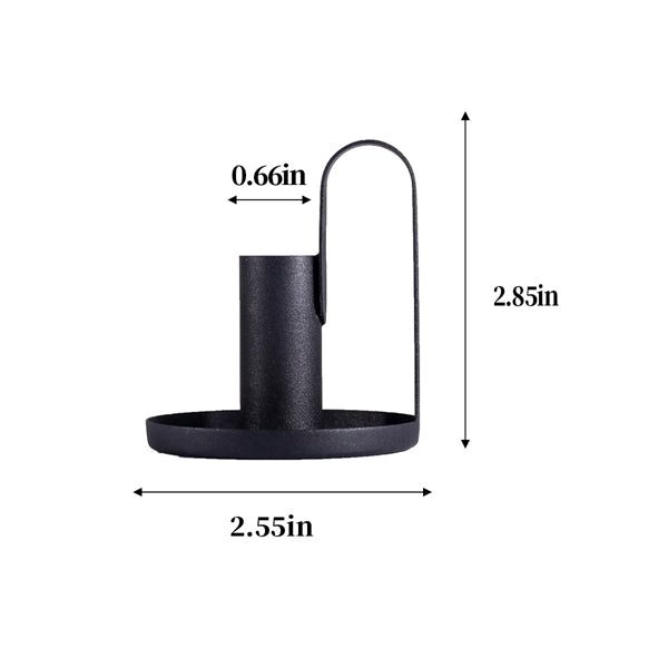 Black Wrought Iron Candle Base With Handle
