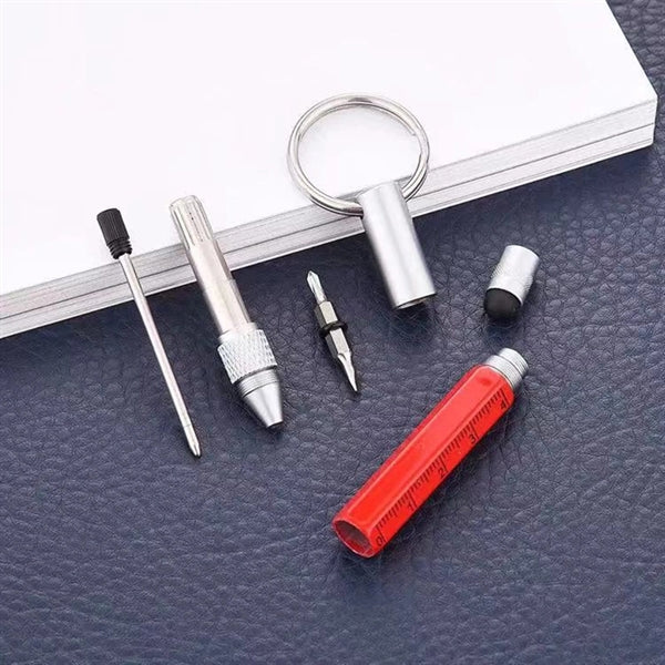 6 In 1 Multitool Screwdriver Pen with Ruler Key Ring