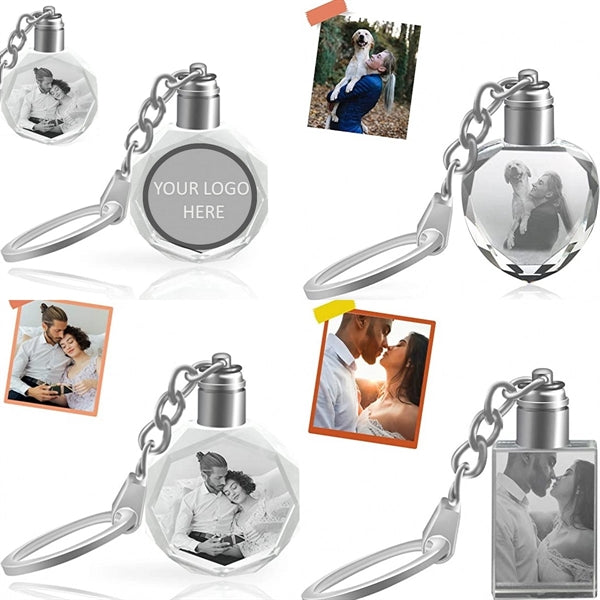 LED Light Octagon Crystal Key Chain