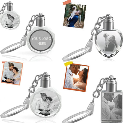 LED Light Octagon Crystal Key Chain