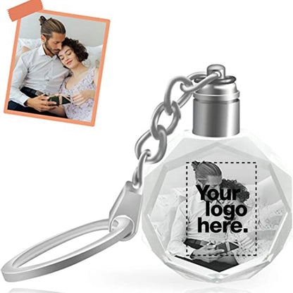 LED Light Octagon Crystal Key Chain