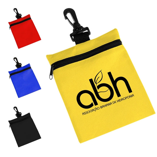 Zipper Golf Storage Pouch W/ Swivel Clip