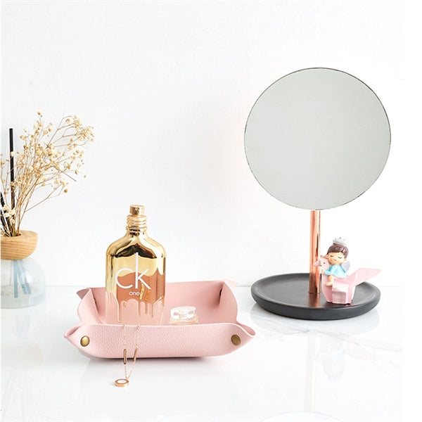 Foldable leather storage tray