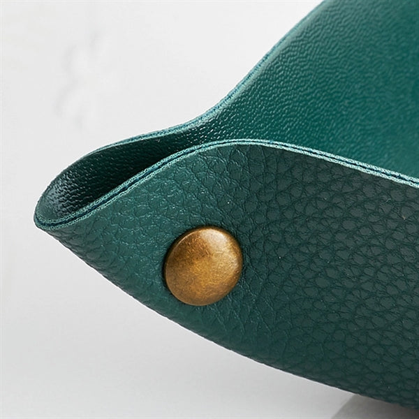 Foldable leather storage tray