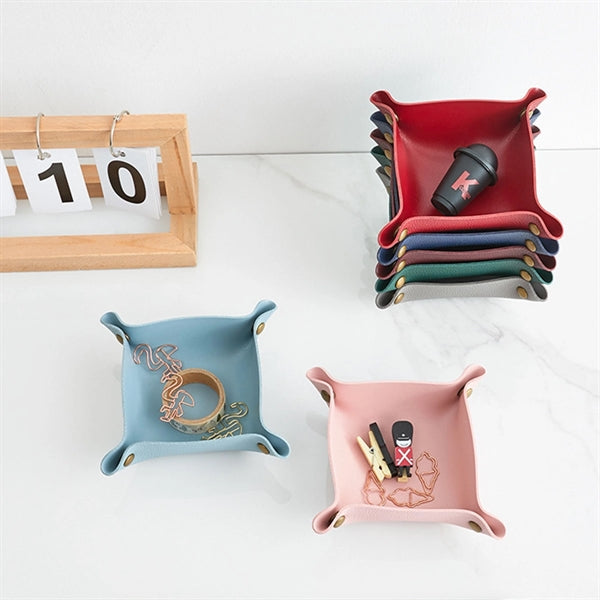 Foldable leather storage tray