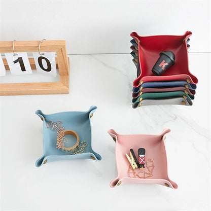 Foldable leather storage tray