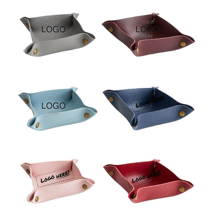 Foldable leather storage tray