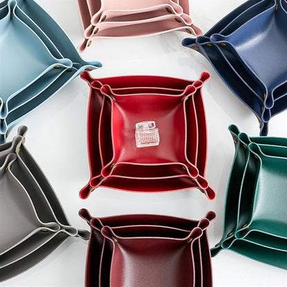 Foldable leather storage tray