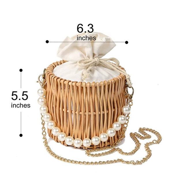 Beach Rattan Straw Bag for Women Basket