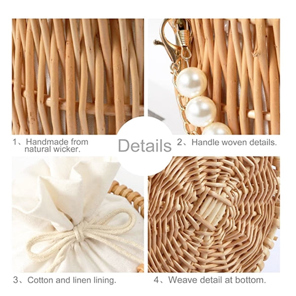 Beach Rattan Straw Bag for Women Basket
