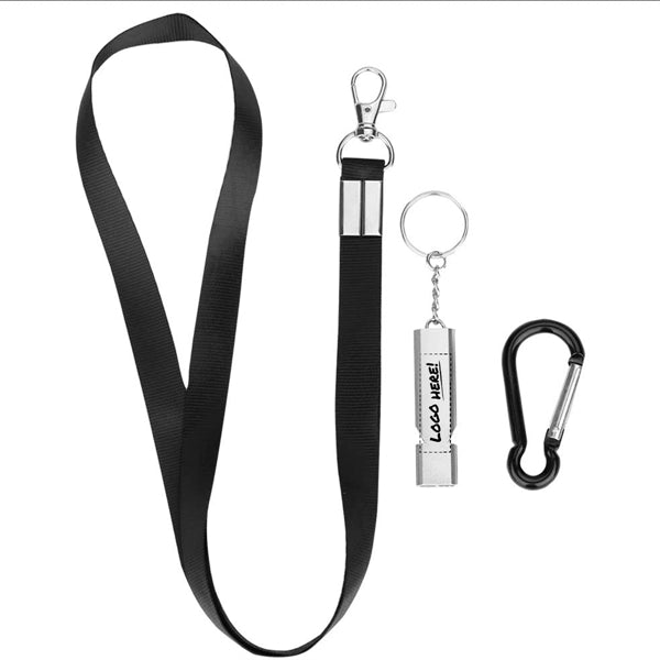 Survival whistle with lanyard