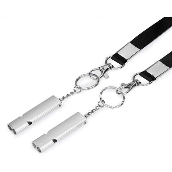 Survival whistle with lanyard