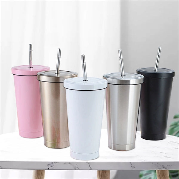 Stainless Steel Tumbler with Lid and Straw 17.5 OZ