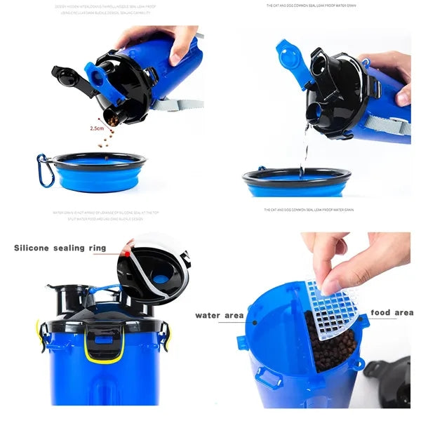Dog Travel Dispenser Bottles With  Bowl