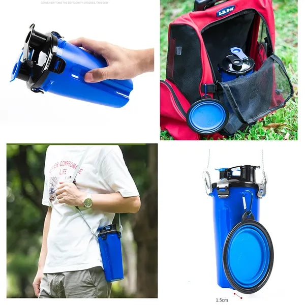 Dog Travel Dispenser Bottles With  Bowl