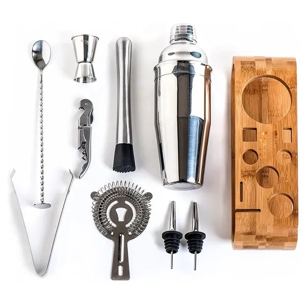 10-Piece bartender Tool with Stand Cocktail Maker Shaker set
