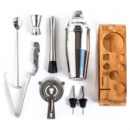 10-Piece bartender Tool with Stand Cocktail Maker Shaker set