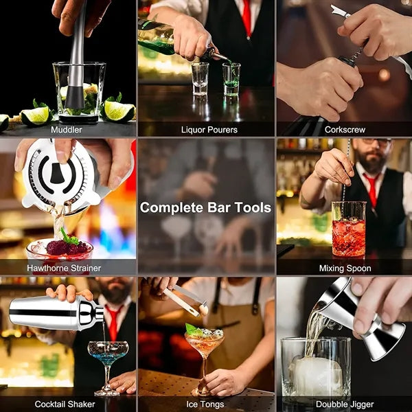 10-Piece bartender Tool with Stand Cocktail Maker Shaker set