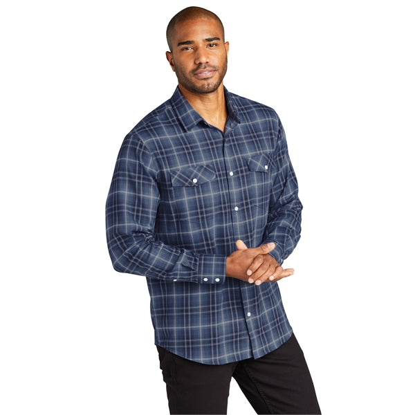 Port Authority Long Sleeve Ombre Plaid Shirt
