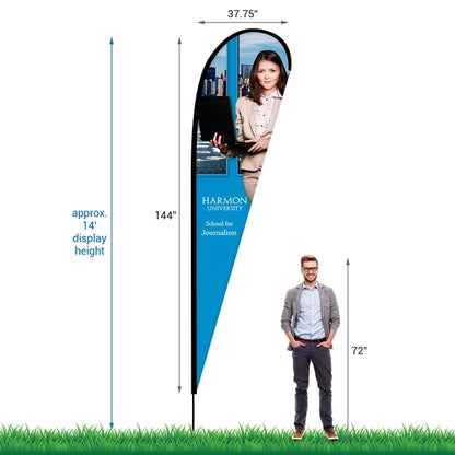 12' Single Reverse Portable Teardrop Banner w/ Hardware Set