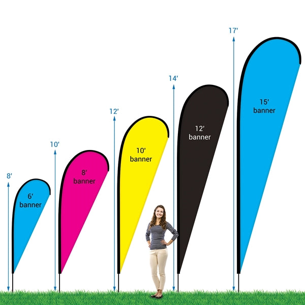 8' Double Sided Custom Portable Teardrop Banners
