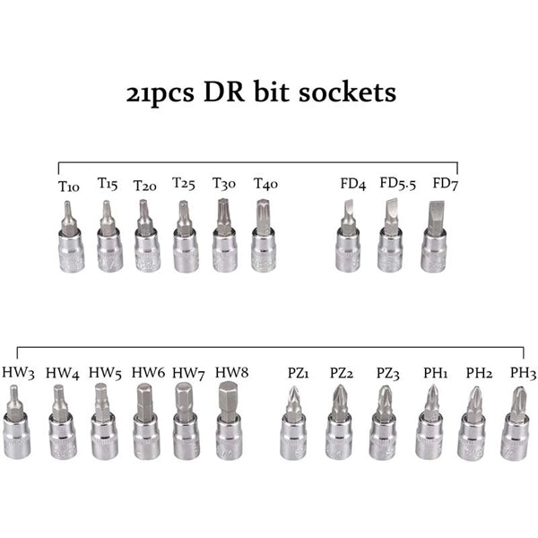 46pcs 1/4-Inch Socket Set Car Repair Tool