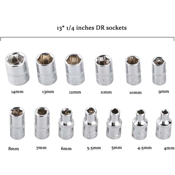 46pcs 1/4-Inch Socket Set Car Repair Tool