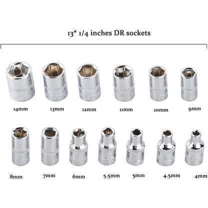 46pcs 1/4-Inch Socket Set Car Repair Tool