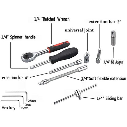 46pcs 1/4-Inch Socket Set Car Repair Tool