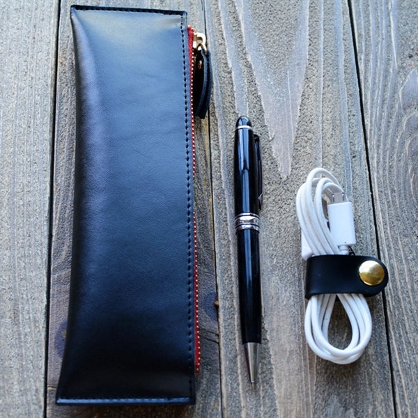 Zippered Leather Pencil Case