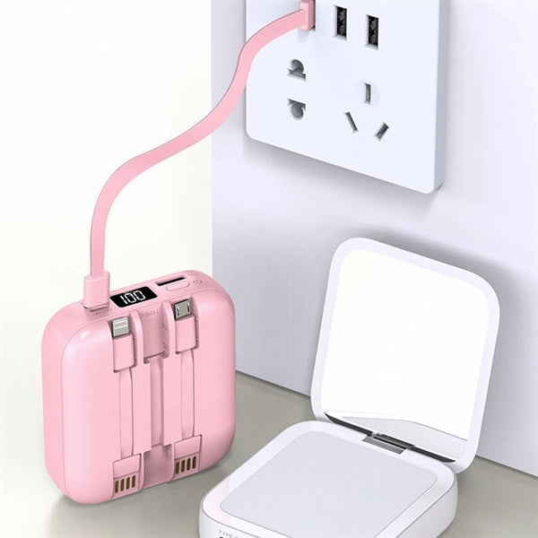 Mirror Power Bank with Built in Cable