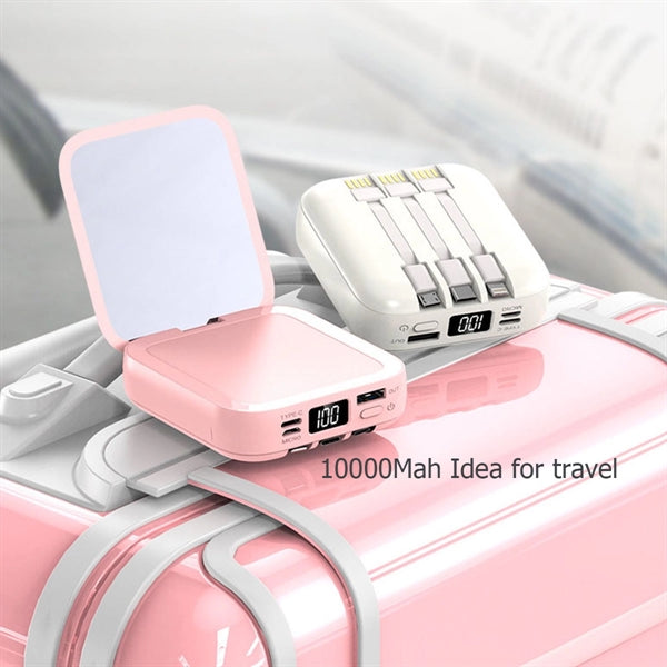 Mirror Power Bank with Built in Cable