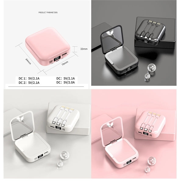 Mirror Power Bank with Built in Cable