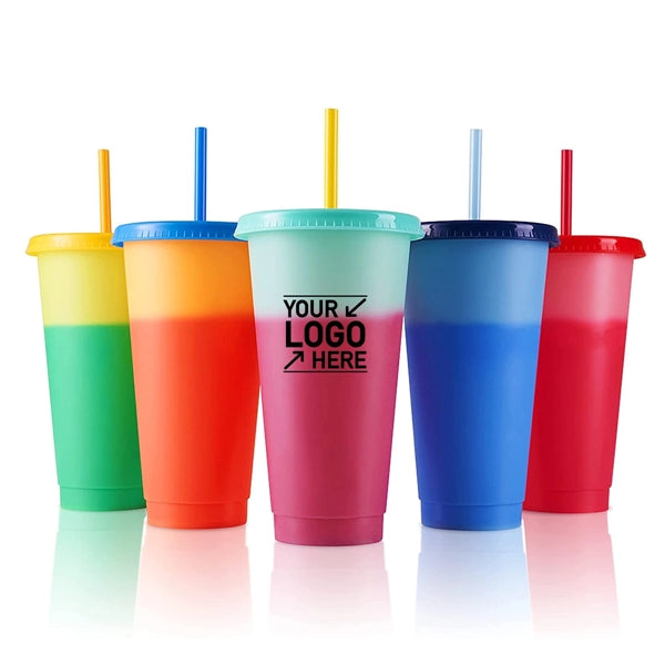 24oz Color Changing Tumbler with Straw