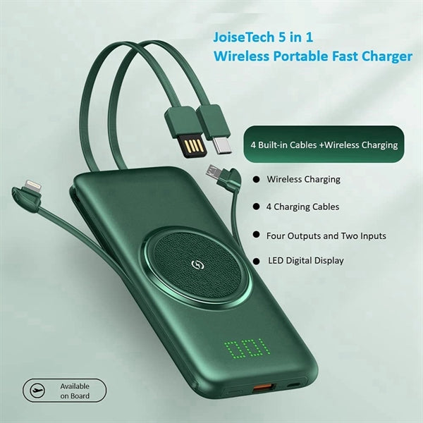 10000 mAh 5 in 1 QI Wireless Charger PowerBank