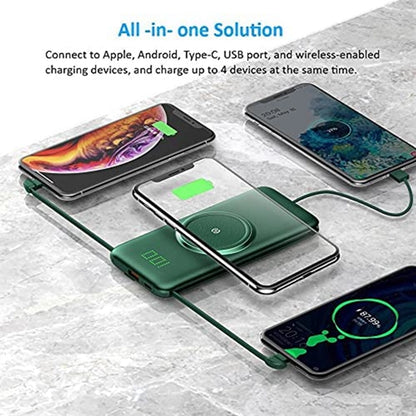 10000 mAh 5 in 1 QI Wireless Charger PowerBank