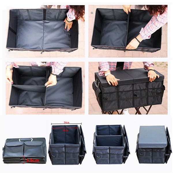 66L Large Car Trunk Organizer with Lid