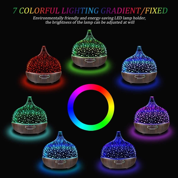 Essential Oil Diffuser 550ml Cool Mist Humidifier 3D Glass