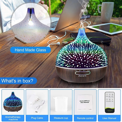 Essential Oil Diffuser 550ml Cool Mist Humidifier 3D Glass